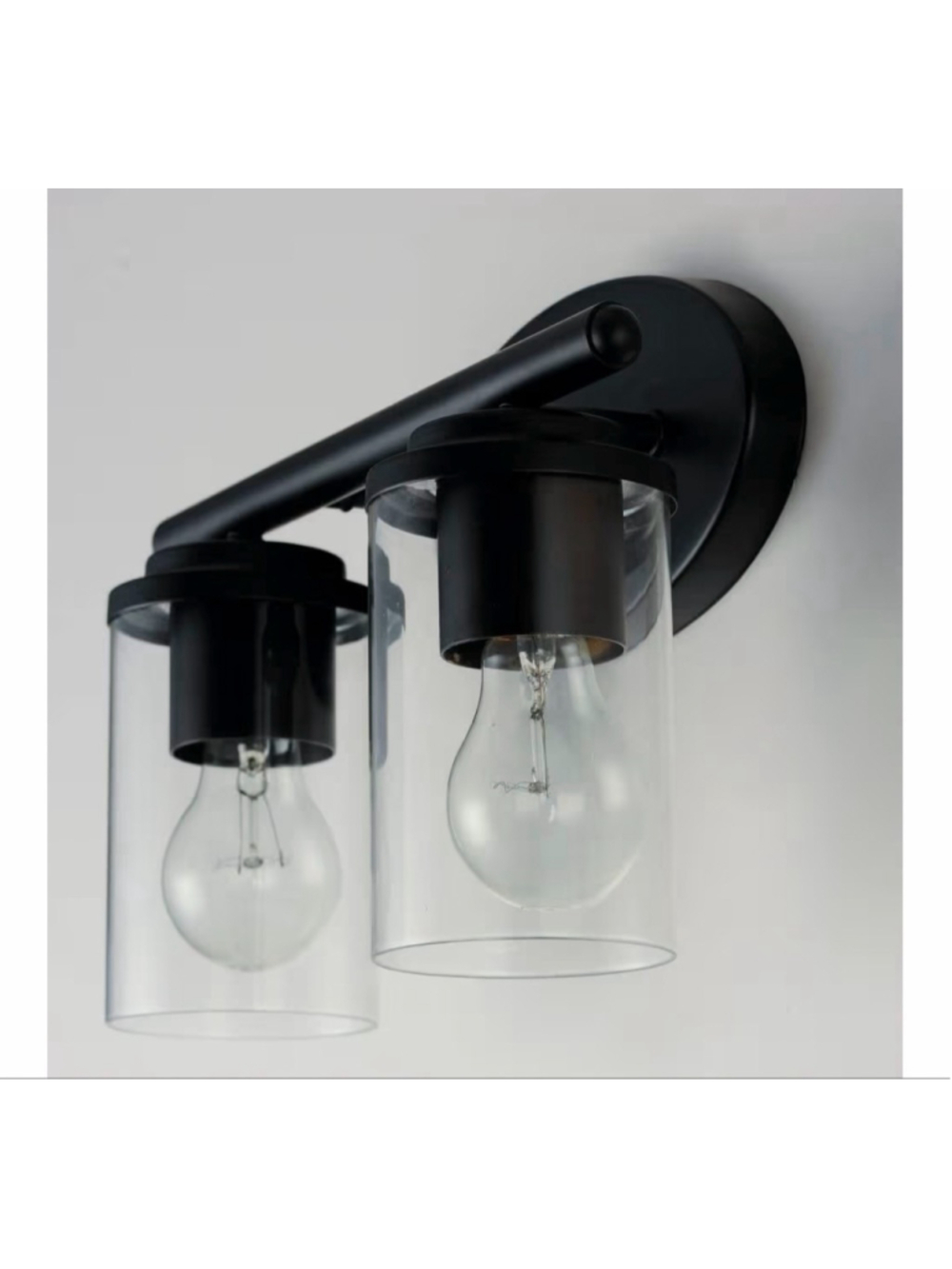 NEW Maxim Black 2-Light Vanity Light with Clear Glass Shades $76